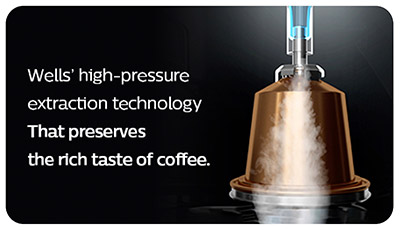 Rich coffee of golden crema